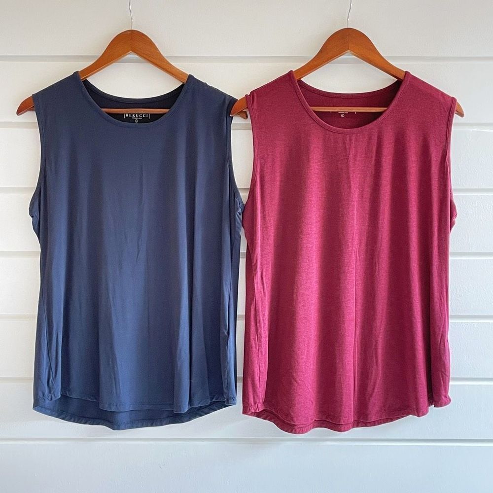 Rekucci Women's Sleeveless Lot Tanks Set of 2 Size Large